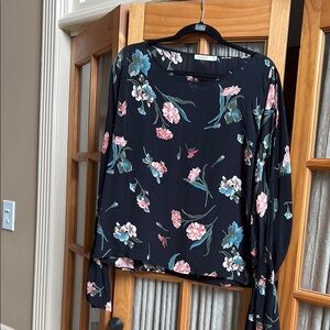 Red Haute Floral Print Blouse - Black and Pink